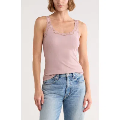 Leith Lace Trim Tank In Purple Mauve
