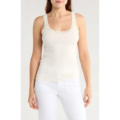 Leith Lace Trim Tank Top In Neutral