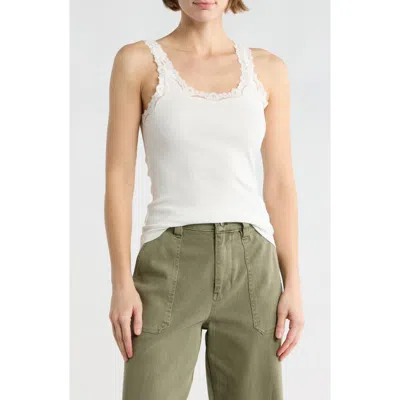 Leith Lace Trim Tank In White