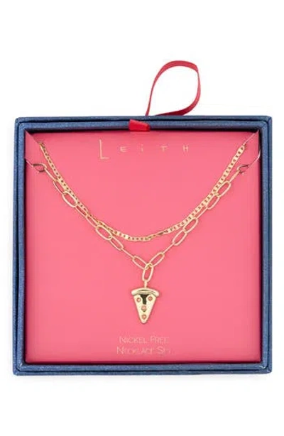 Leith Layered Pizza Pendant Necklace In Gold