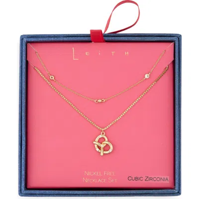 Leith Layered Pretzel Pendant Necklace In Gold