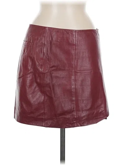 Pre-owned Leith Leather Skirt In Burgundy