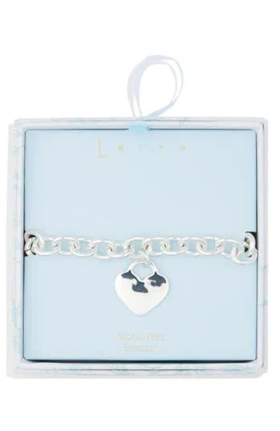 Leith Link & Heart Bracelet In Silver