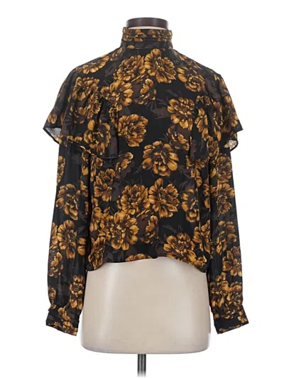 Pre-owned Leith Long Sleeve Blouse In Black