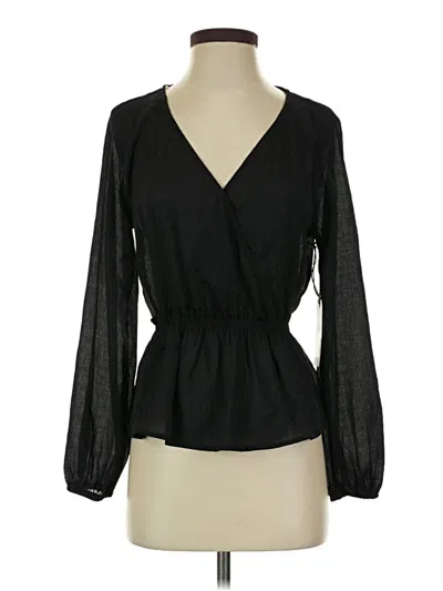 Pre-owned Leith Long Sleeve Blouse In Black