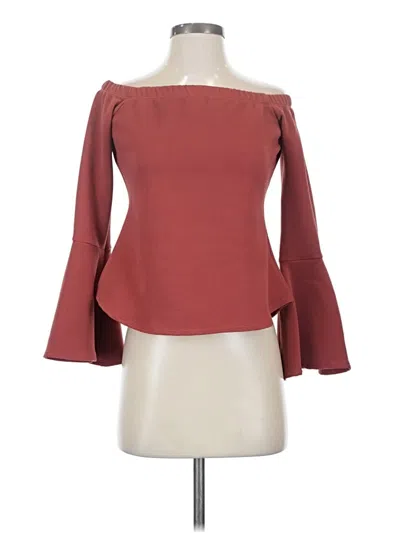 Pre-owned Leith Long Sleeve Blouse In Burgundy