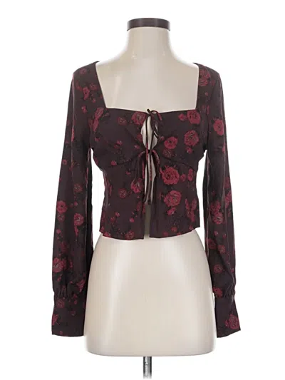 Pre-owned Leith Long Sleeve Blouse In Burgundy