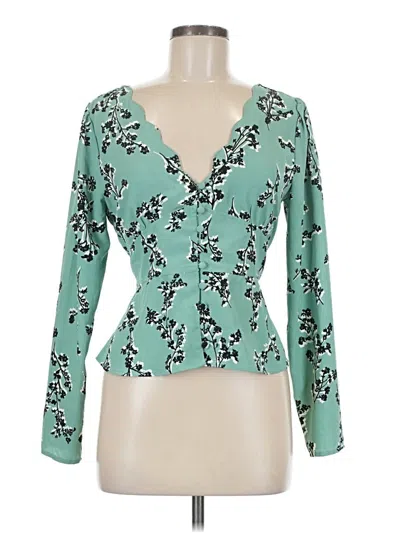 Pre-owned Leith Long Sleeve Blouse In Green