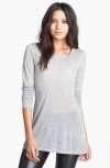 Leith Long Sleeve Sheer Tunic In Heather Grey