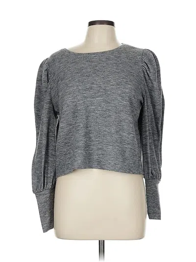 Pre-owned Leith Long Sleeve Top Gray Scoop Neck Tops