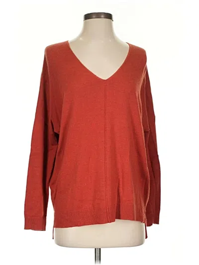Pre-owned Leith Long Sleeve Top Red V-neck Tops