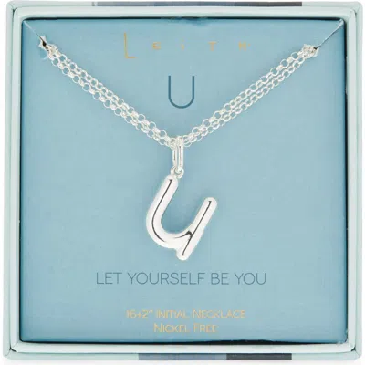 Leith Lowercase Initial Bubble Pendant Necklace In Metallic