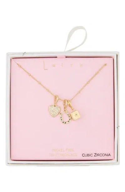 Leith Luck & Love Charm Necklace In Gold