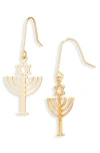 Leith Menorah Earrings In Gold