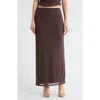 Leith Mesh Maxi Skirt In Brown