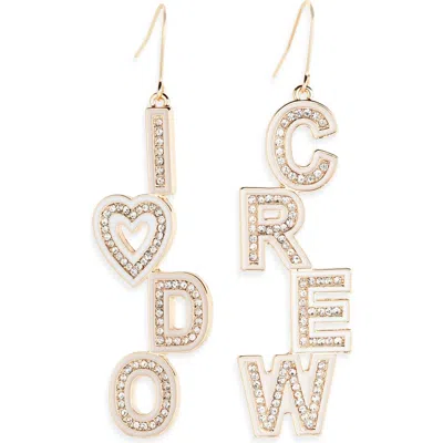 Leith Mismatched 'i Do Crew' Linear Drop Earrings In Gold
