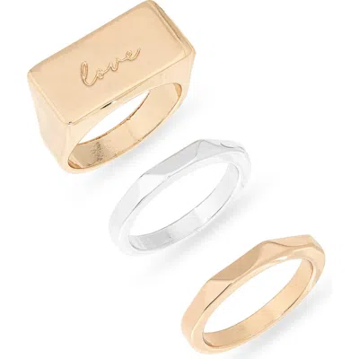 Leith Mixed Love 3-pack Rings In Gold
