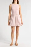 Leith Mixed Media Bubble Hem Tank Dress In Pink Sepia