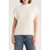 Leith Mock Neck Cap Sleeve Cotton Blend Sweater