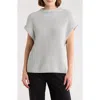 Leith Mock Neck Cap Sleeve Cotton Blend Sweater In Gray