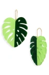 Leith Monstera Leaf Drop Earrings In Green