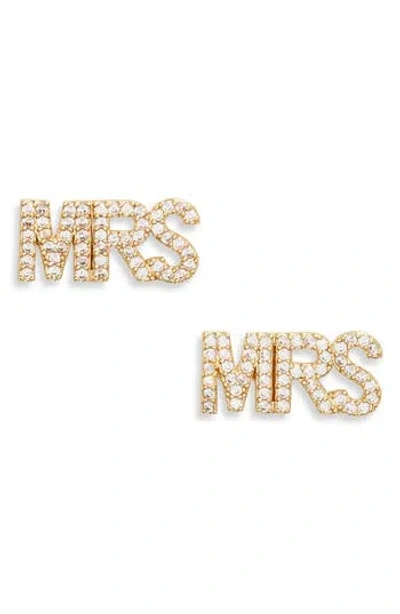 Leith 'mrs' Stud Earrings In Gold