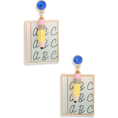 Leith Notebook & Pencil Drop Earrings In Multi