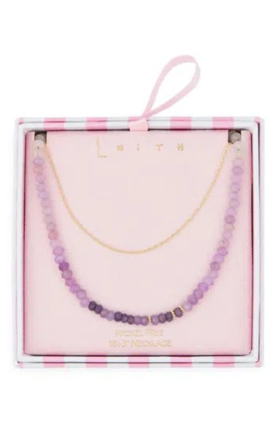 Leith Ombré Beaded Layered Necklace In Purple