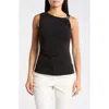 Leith One-shoulder Hardware Knit Top In Black