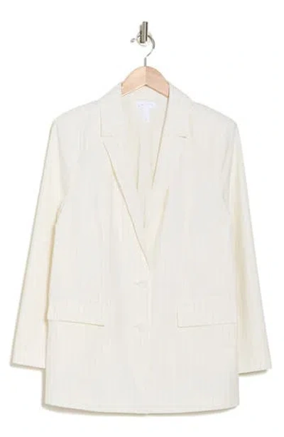 Leith Oversize Blazer In Ivory- Grey Chia Pinstripe