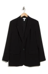 Leith Oversize Peak Lapel Blazer In Black