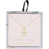 Leith Cubic Zirconia Bezel Cross Pendant Necklace In Gold