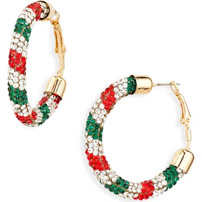 Leith Pavé Crystal Hoop Earrings In Multi