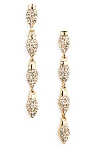 Leith Pavé Crystal Light Bulb Linear Drop Earrings In Brown