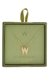 Leith Pavé Cubic Zirconia Initial Pendant Necklace In Green