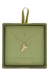 Leith Pavé Cubic Zirconia Initial Pendant Necklace In Green