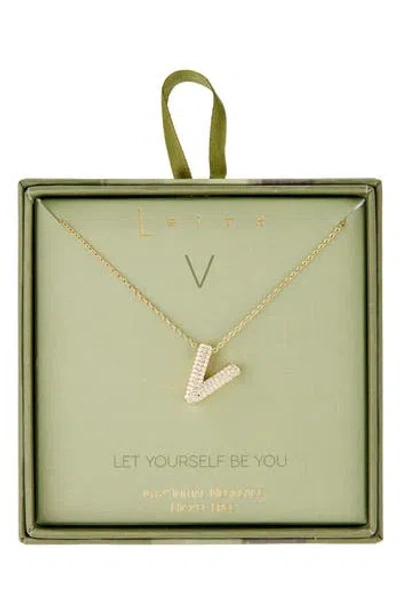 Leith Pavé Cubic Zirconia Initial Pendant Necklace In Gold