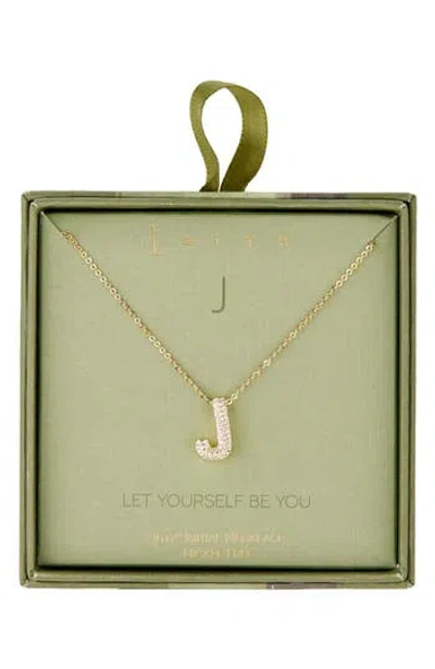 Leith Pavé Cubic Zirconia Initial Pendant Necklace In Gold