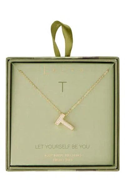 Leith Pavé Cubic Zirconia Initial Pendant Necklace In Gold