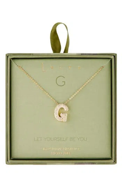 Leith Pavé Cubic Zirconia Initial Pendant Necklace In Gold