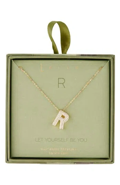 Leith Pavé Cubic Zirconia Initial Pendant Necklace In Gold
