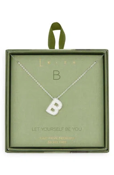Leith Pavé Cubic Zirconia Initial Pendant Necklace In Silver