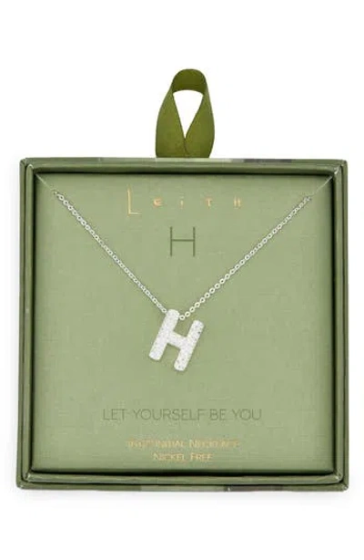 Leith Pavé Cubic Zirconia Initial Pendant Necklace In Silver