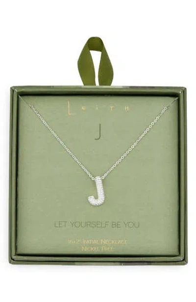 Leith Pavé Cubic Zirconia Initial Pendant Necklace In Silver