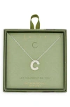 Leith Pavé Cubic Zirconia Initial Pendant Necklace In Silver