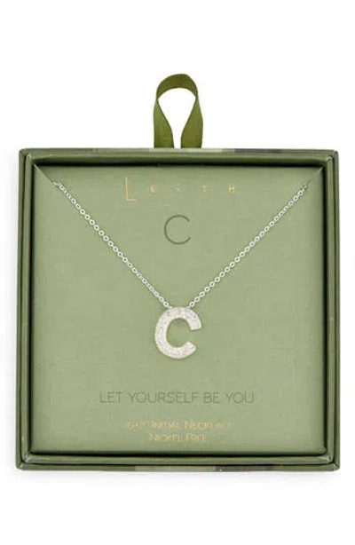 Leith Pavé Cubic Zirconia Initial Pendant Necklace In Silver