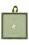 Leith Pavé Cubic Zirconia Initial Pendant Necklace In Silver