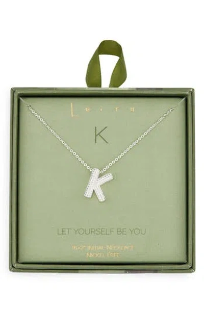 Leith Pavé Cubic Zirconia Initial Pendant Necklace In Silver
