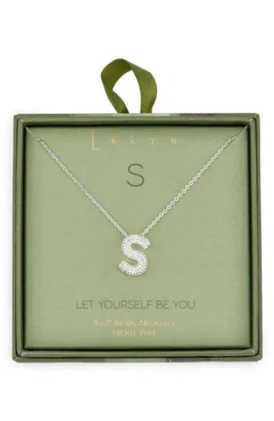 Leith Pavé Cubic Zirconia Initial Pendant Necklace In Silver