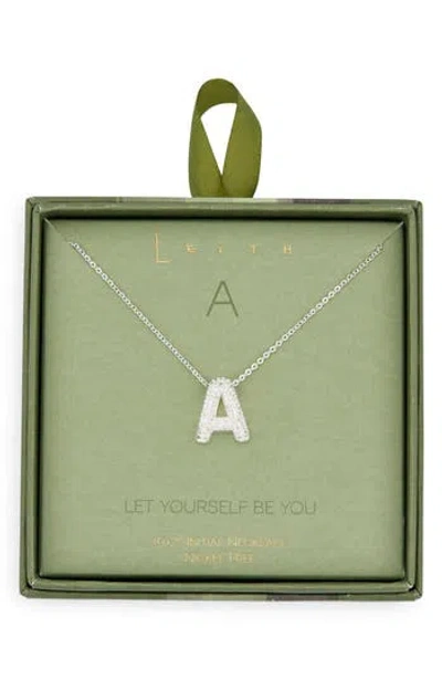 Leith Pavé Cubic Zirconia Initial Pendant Necklace In Silver